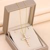 New Super Shining Zircon Crystal Cross Pendant Necklaces For Women Trendy Female Stainless Steel Neck Chain Jewelry