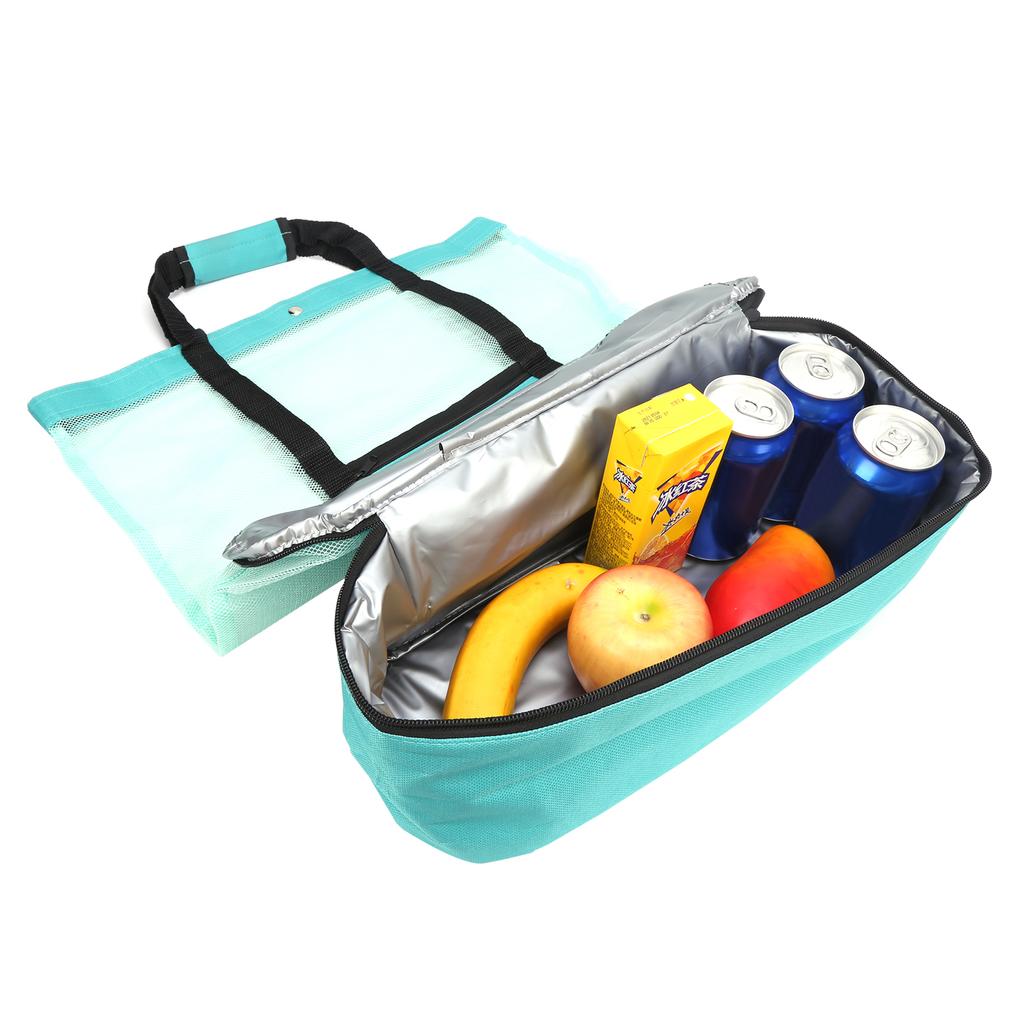 Camping Beach Mesh   Bag with Detachable Cooler Bag Multifunctional Packing  