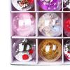 12 Pcs Clear Christmas Ball Ornaments 2.36" Shatterproof Plastic Hanging Xmas Tree Baubles Set with Stuffed Decorations for Holiday Party Home Decor