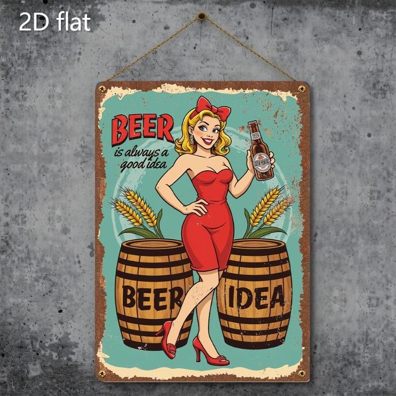 Lamiere Pin-Up Girl, Decorazione Metallica per Officina Garage 20x30cm