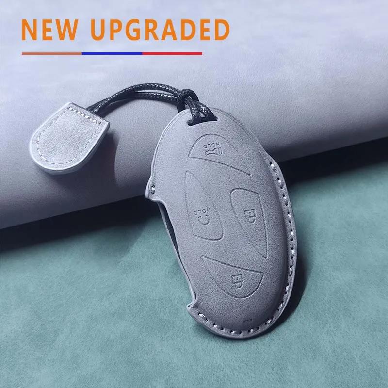 Housse de boîtier de clé intelligente pour voiture pour Hyundai Grandeur GN7 Kona Ev 2023 Ionic 6 5/7 Boutons Porte-clés en cuir Accessoires de Protection Durables