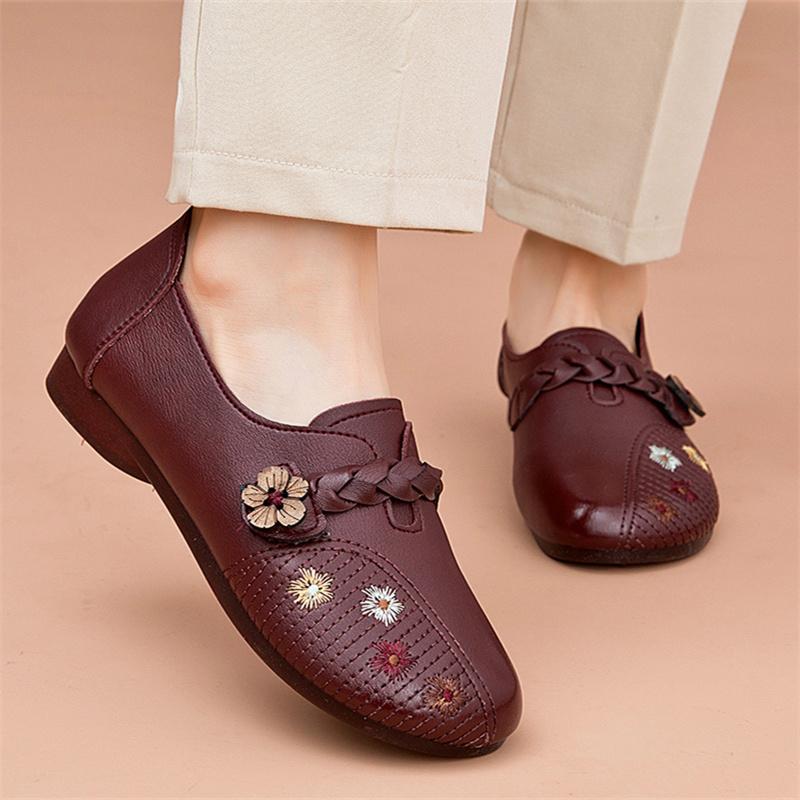 Frühling Herbst Sneaker Damen Rindflehnsehne weiche Sohle rutschfest abriebfest weiches Leder für mittelalte und ältere Frauen Mothe