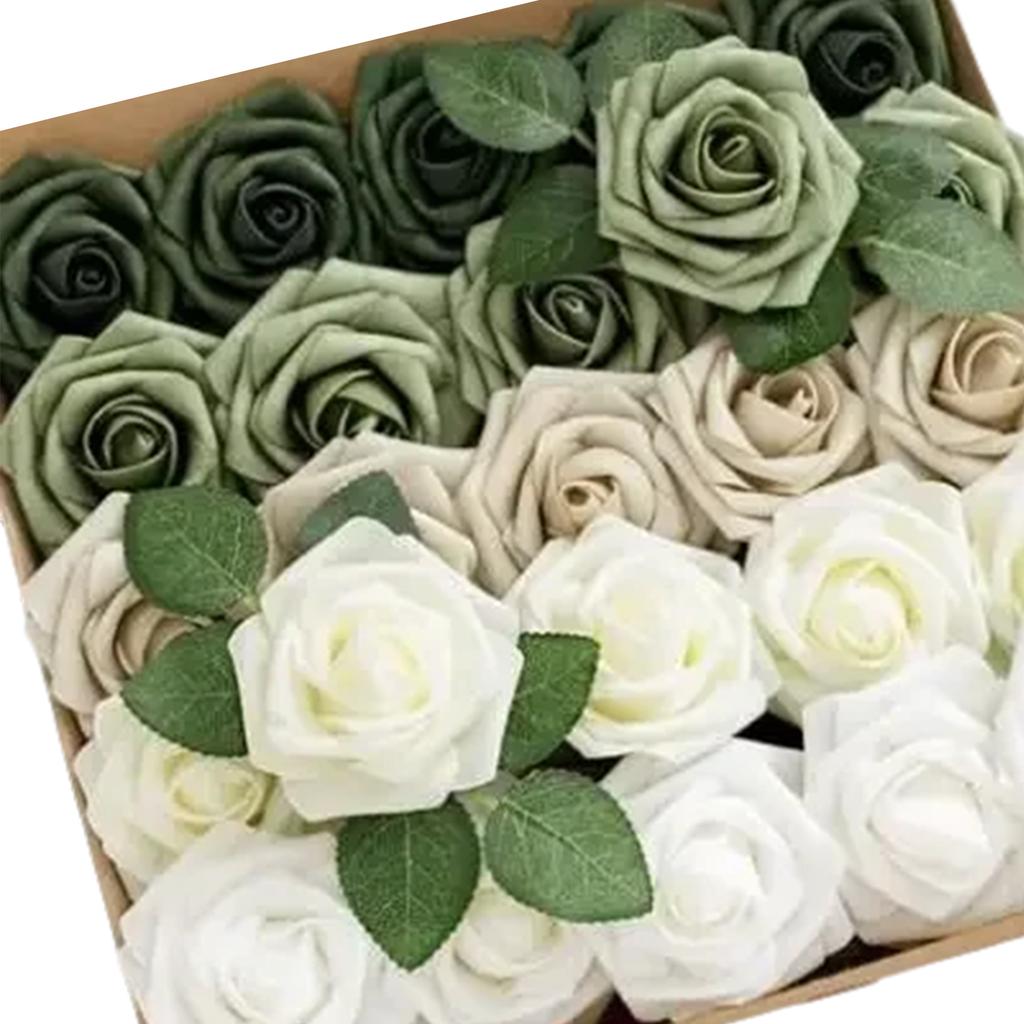 50 Stück Künstliche Blumen Falsche Schaumrose mit Stiel für DIY Hochzeitsstrauß Mittelstücke Arrangements Hochzeitsfeier Dekor