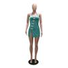 Ladies Cheongsam Hot Girl Sexy Nightclub Sleeveless Backless Split Short Skirt Package Hip Slim Dresses