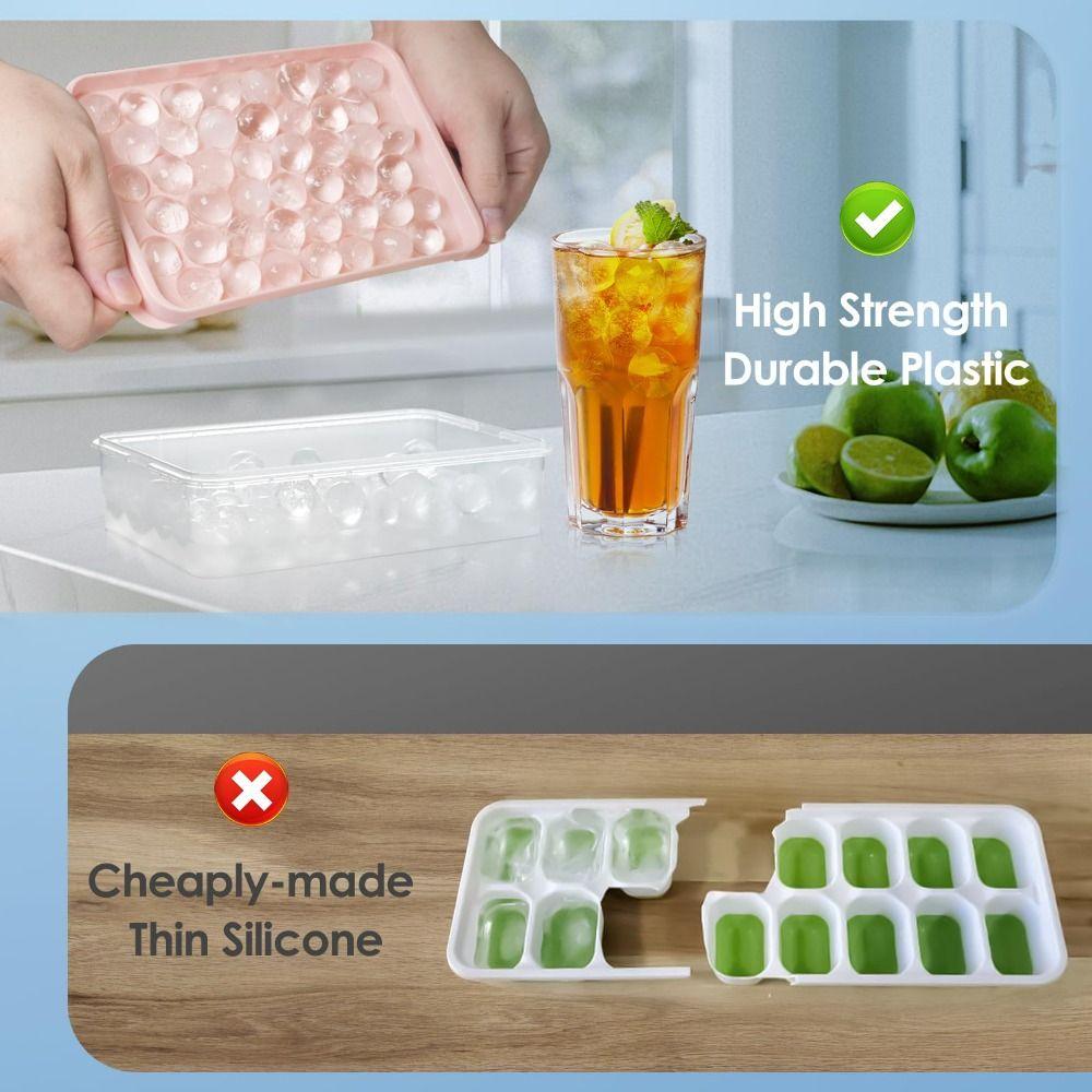 2 PCS Round Ice Balls Easy-Release Ice Cube Trays With Lid Stackable Sphere Ice Tray Ice Ball Maker Coffee