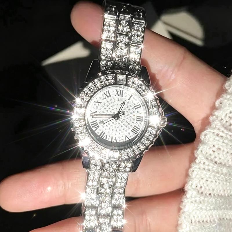 Luxury Shiny Diamond Watch for Women Elegant Brand Quartz Steel Bracelet Watches Zircon Crystal Fashion Wristwatch Clock