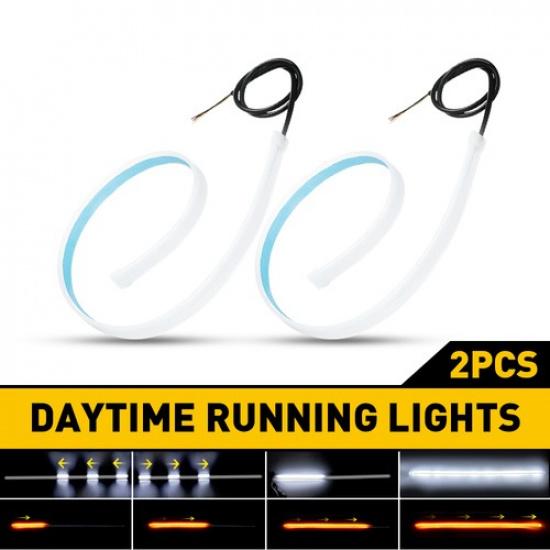 2pcs 60cm DRL LED Headlight Strip Light Daytime Running Sequential Signal Lamp