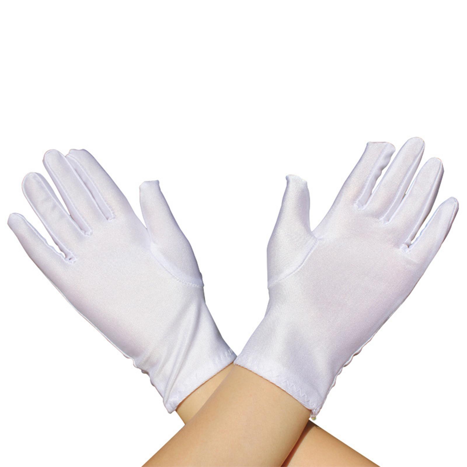 

Взрослые белые перчатки для церемонии, школьные белые эластичные перчатки для платья, этикетные перчатки, сценические выступления D