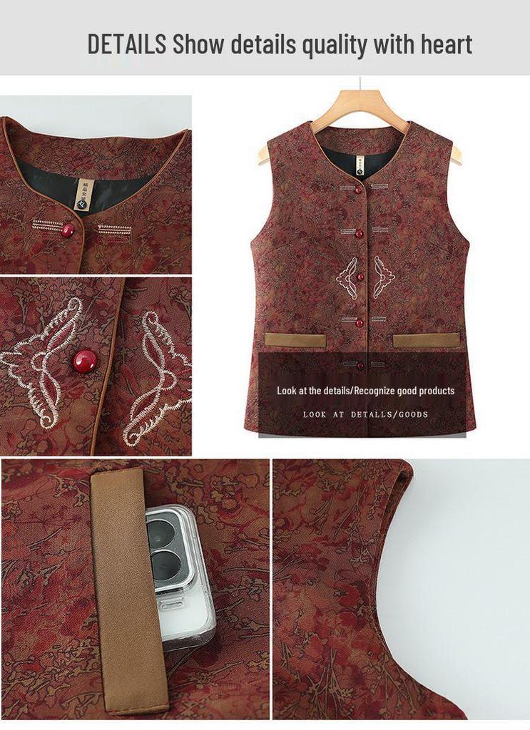 Grandma's Spring Fashion Vest: Stylish Chinese Waistcoat for Middle-Aged & Elderly Women, Perfect Autumn Wear for 60+