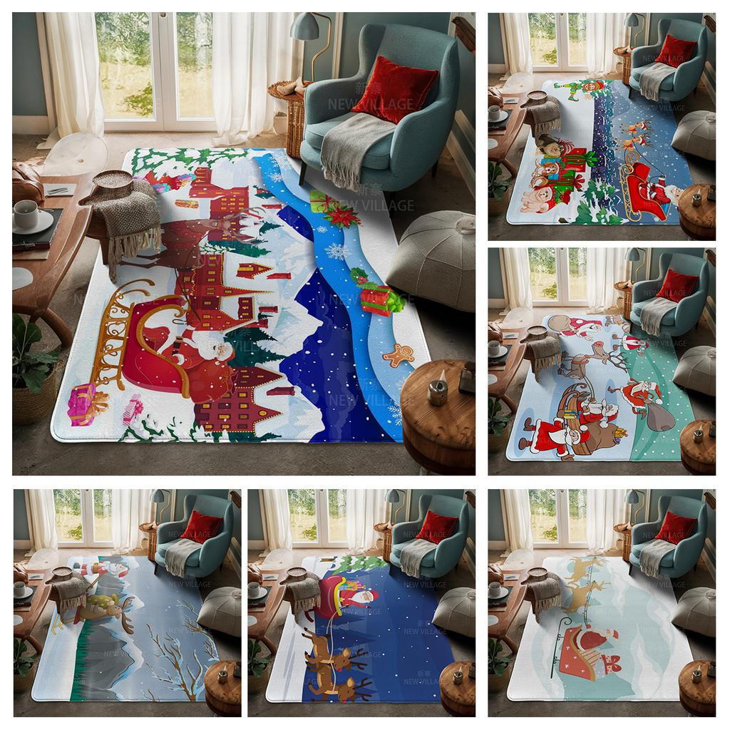 House Entrance Carpet Home Door Mat Living Room Bath Foot Bathroom Non-slip Water Absorption Rugs Bath Merry Christmas Winter