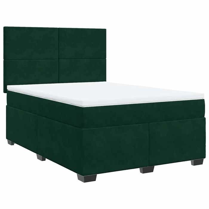 Maison Exclusive - Sommier à lattes de lit et matelas Vert foncé 140x190cm Velours
