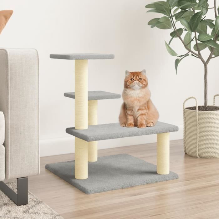 VidaXL Cat Tree with Sisal Scratching Posts Light Grey 61 Cm 172086
