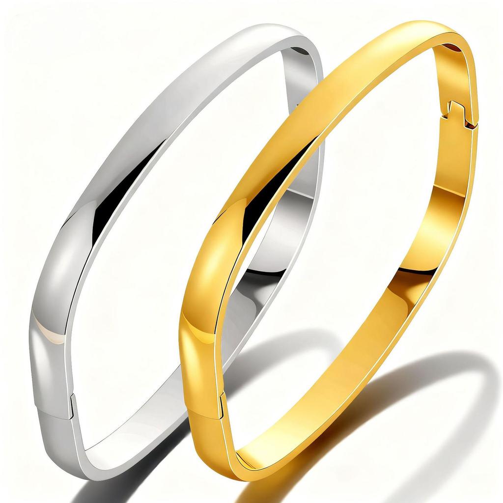 European Simple Smooth Buckle Bracelet, Cool 8mm Wide Stainless Steel, No Logo, Couple Style