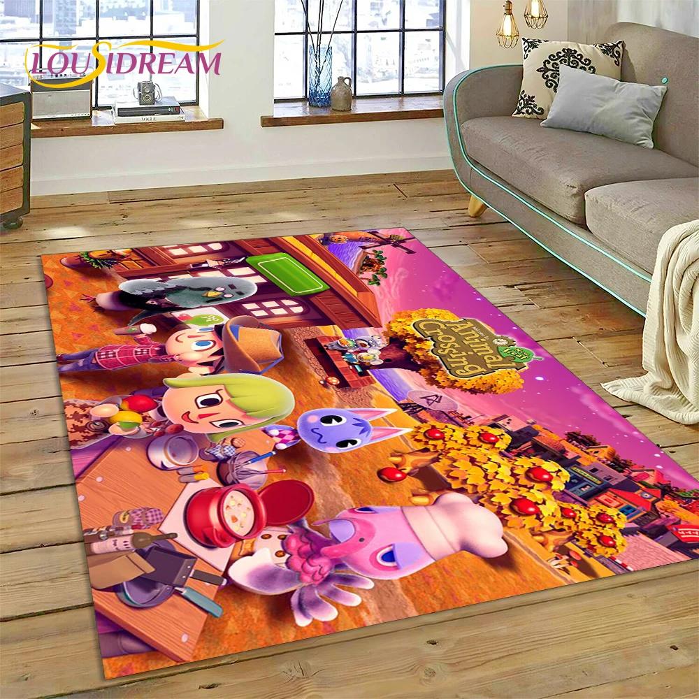 Niedlicher 3D-Cartoon-Teppich mit Animal Crossing New Horizons für Wohnzimmer, Schlafzimmer, Heimdekoration, rutschfeste Dekoration für Sofa, Kindergeschenk
