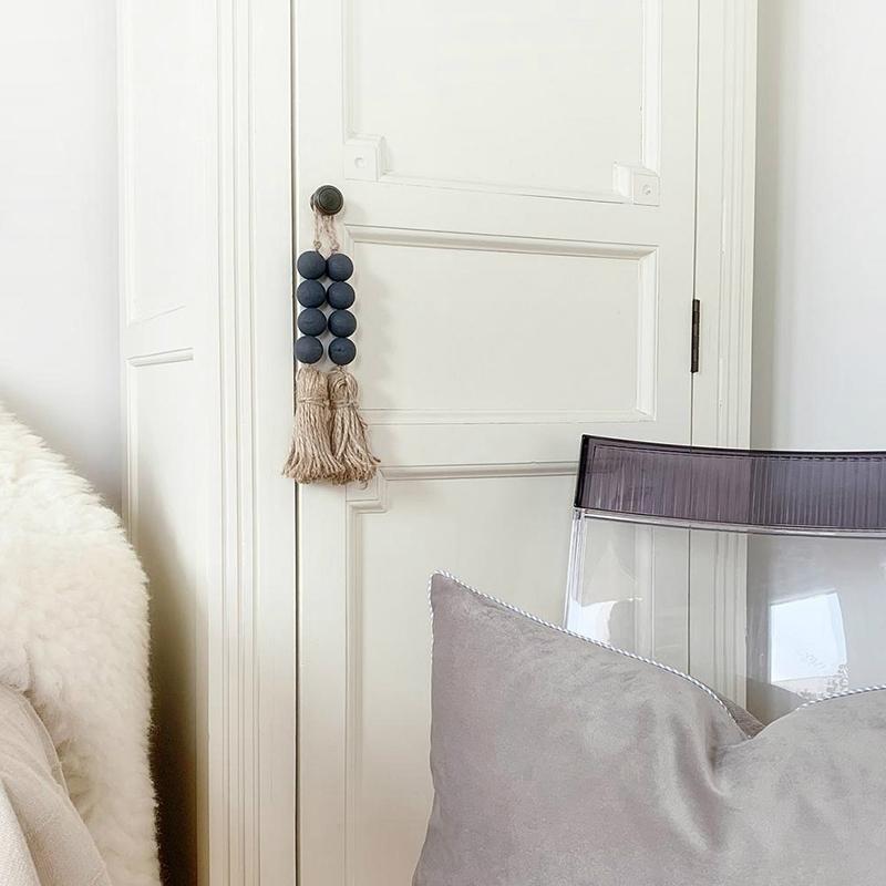 M-Modern-Kleiderschrank Kunsthandwerk Bauernhaus Rustikal Holzperlen-Girlande Heimdekoration Hängender Schubladengriff Geschenkanhänger Türgriff Mit Quaste