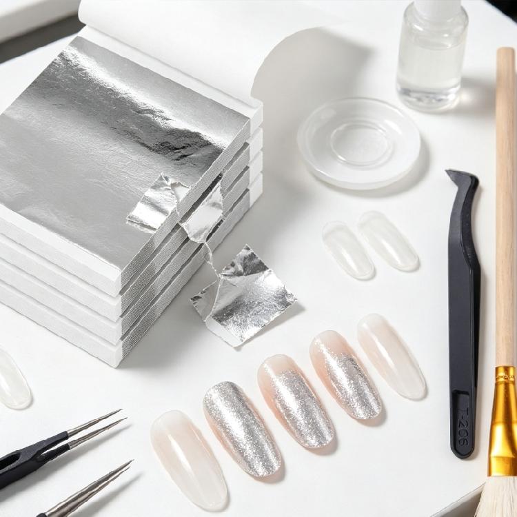Paper Craft Leafing Sheets Set for Journaling and Home Decoration Metallic-Look Squares with Brush and Pickup Tool