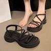 Fashion Womens French Platform Sandals 2025 Summer Boho Woven Roman Sandals Retro Beach Casual Shoes Lightweight Comfortable Chic Trendy