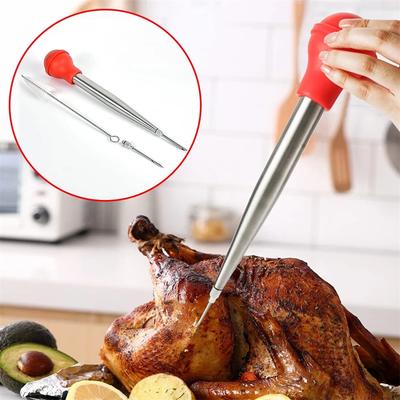 304 Edelstahl Silikon BBQ Truthahn-Pumpe Doppelnadel mit Küche Kochen Schweinefleisch Steak Fleisch Saucen Barbecue Würzwerkzeug