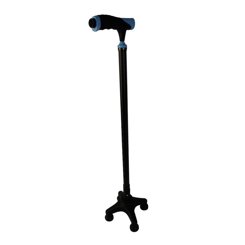 Retractable Four-Legged Walking Stick with Rubber Foot Pad, Lightweight Aluminum Alloy for Seniors