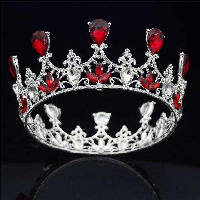 Fashion Crystal Wedding Crown Vintage Royal Queen Tiaras and Crowns Pageant Prom Hair Jewelry Bridal Diadem Head Ornament