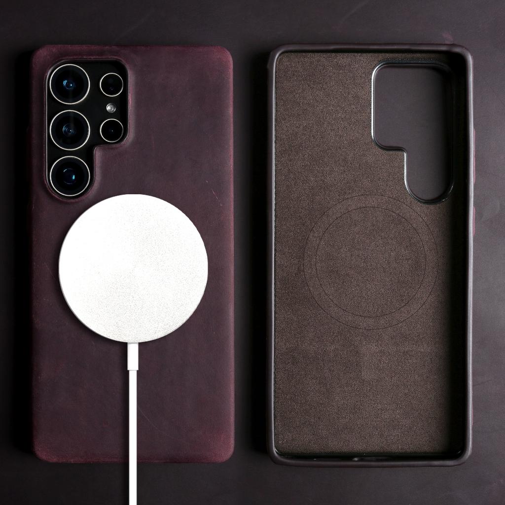 Vintage Genuine Leather Case for Samsung Galaxy S26 Ultra S25 S24 S23 S22 S21 S20 S25FE Magnetic PULL-UP Cowhide Phone Cover