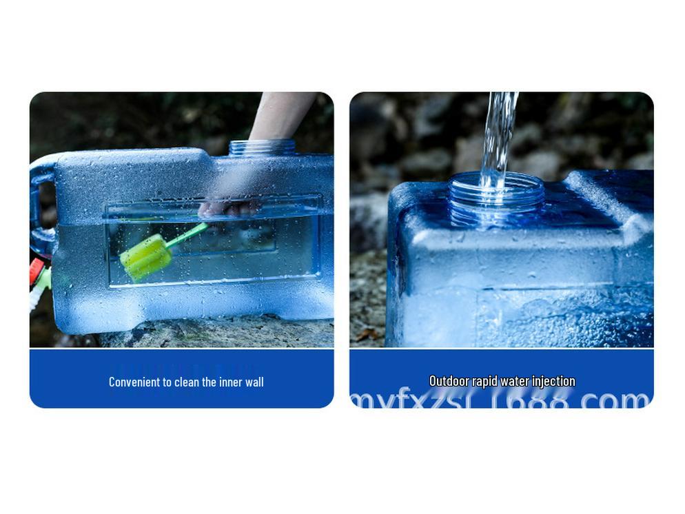 Portable Self-Driving Water Storage Bucket with Faucet - Food-Grade PC Plastic for Outdoor and Car Use