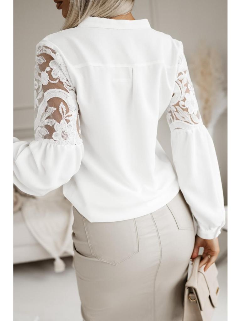 New Autumn/Winter Women's Solid Lace Spliced Blouse