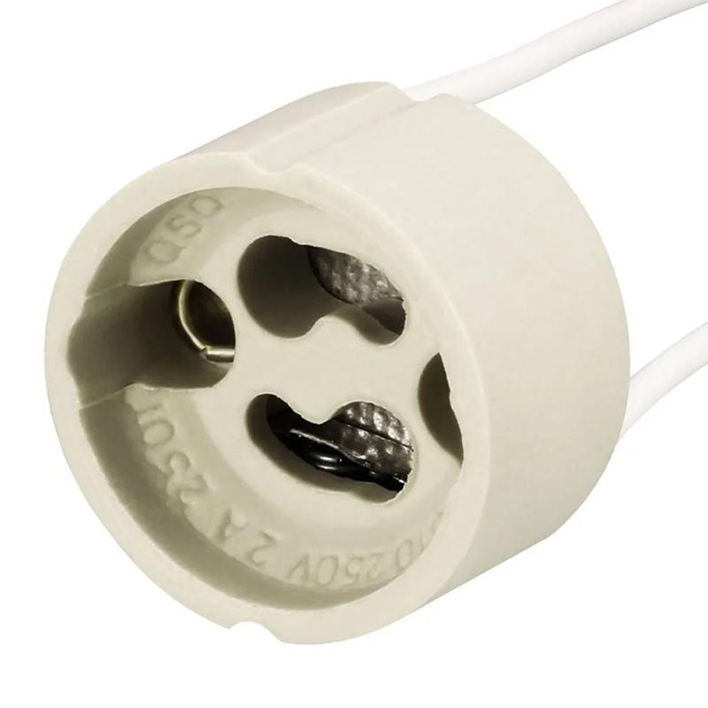 5Pcs/Lot Gu10 Lamp Base Ceramic Light Holder Socket Connector Adapter Wire For Led Bulb Stand Chandelier Halogen Leds Accessory