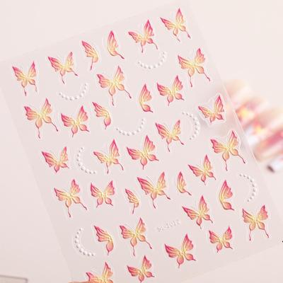 5D Embossed Butterfly Flower Nail Art Stickers - 3D Fairy Style Decor