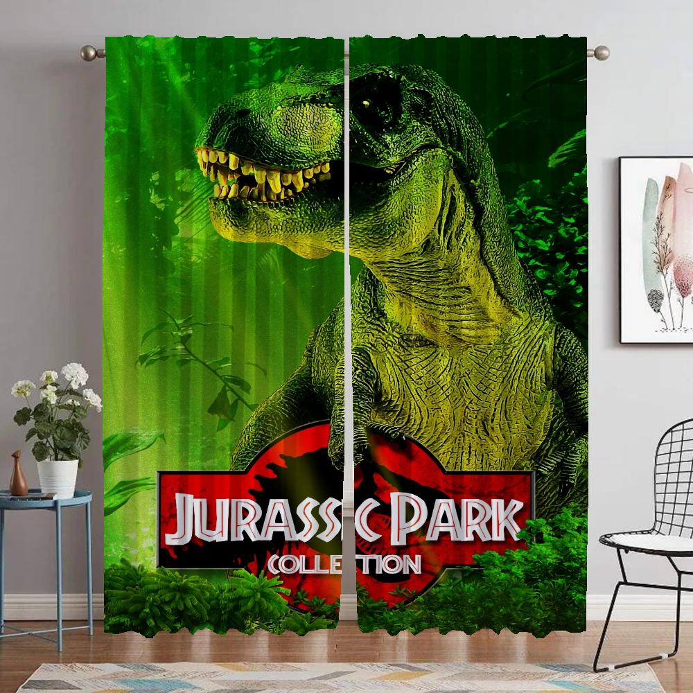 Jurassic Park Home Interior Curtains for Camera Tulle for Bedroom Shades Partition Anti-mosquito Curtains 2 Pieces Curtain Room