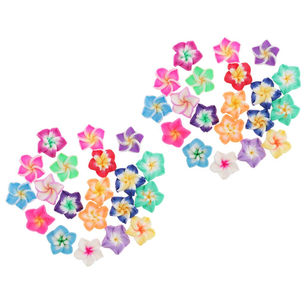40 Piece Handmade Porcelain Cabochons Flower Charms Polymer Clay Beads Jewelry Flatback