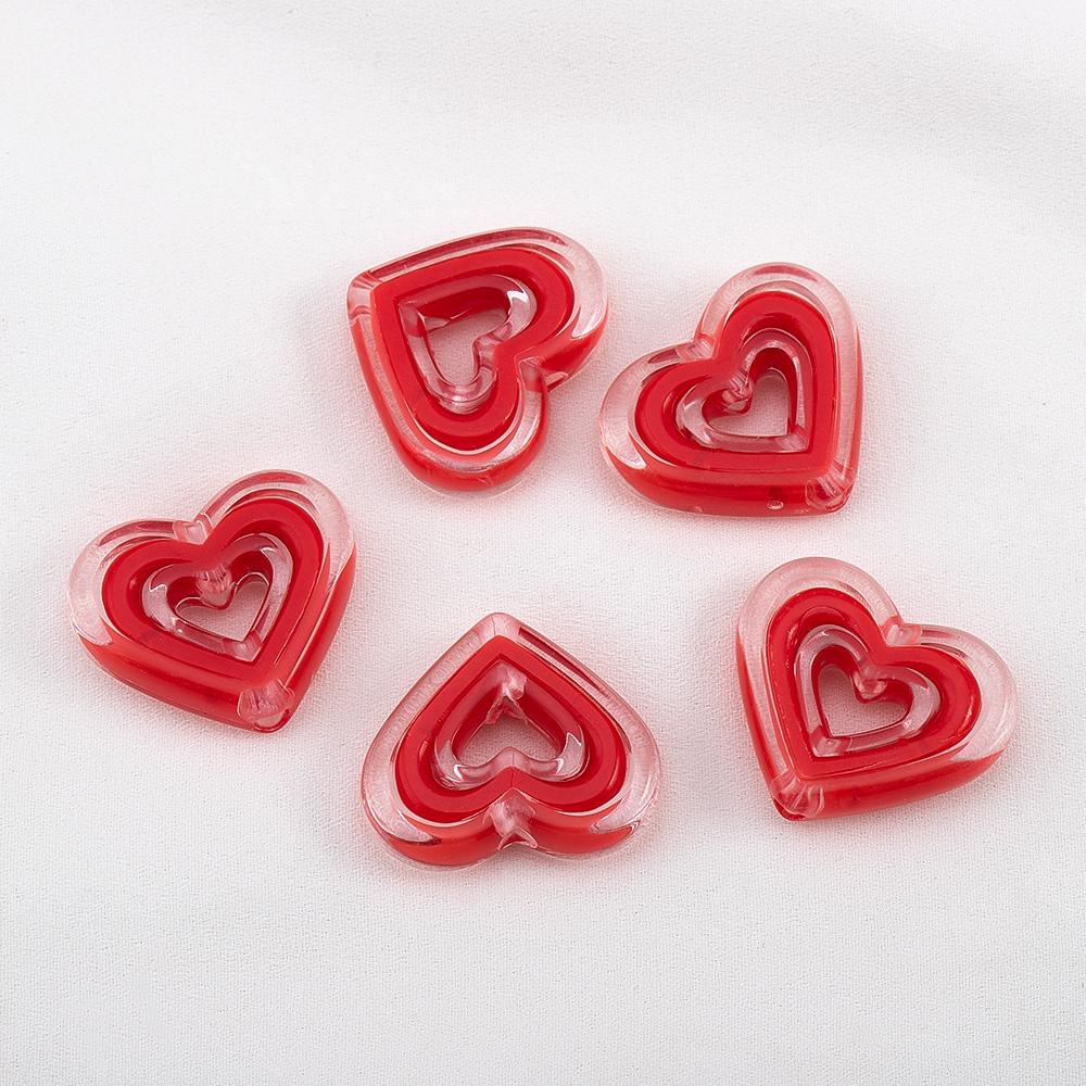 Transparent Multi Color Heart Shape Beads Bracelet Spacer Acrylic Hollow Love Charms Necklace Bracelet DIY Jewelry Accessories