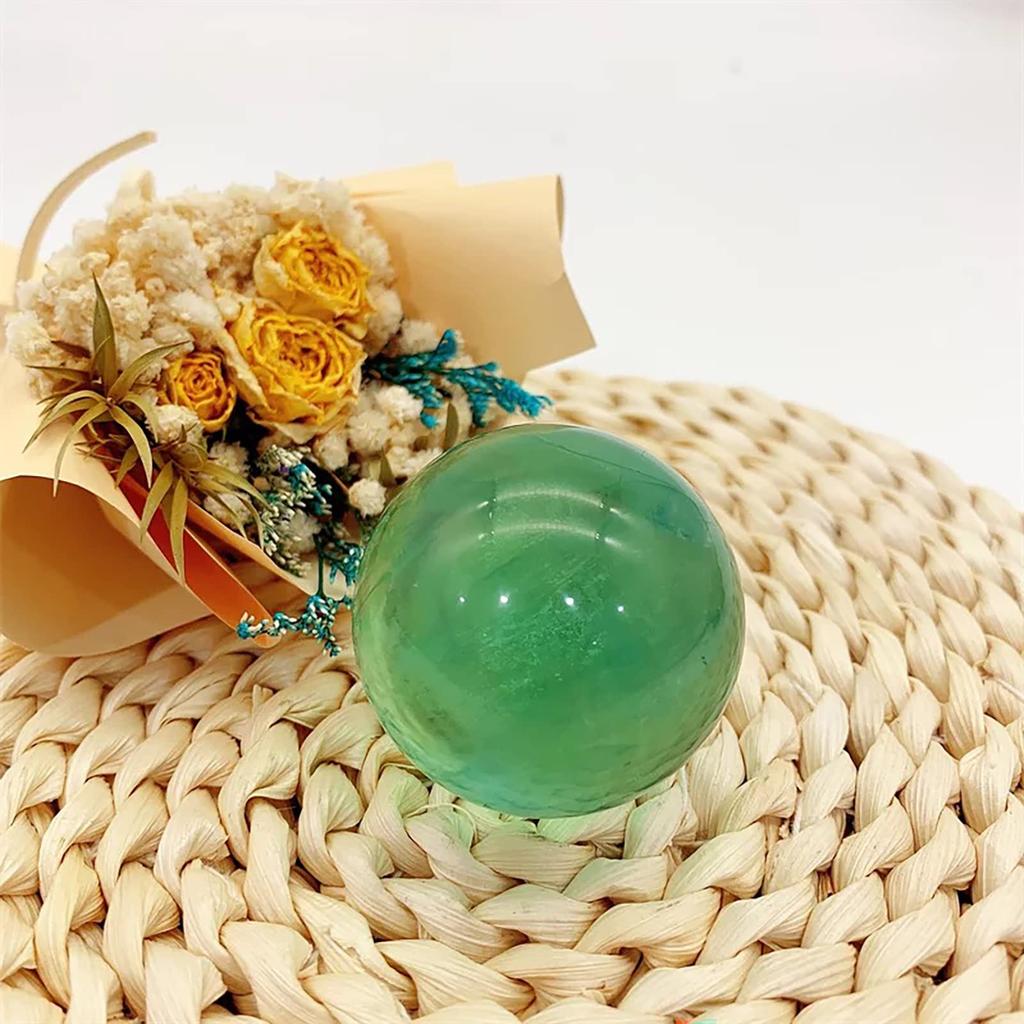Natural fluorite diameter weight with green fluorite beautiful natural with beautiful green New sun interior decoration [POWERTONE] ball, approx.
