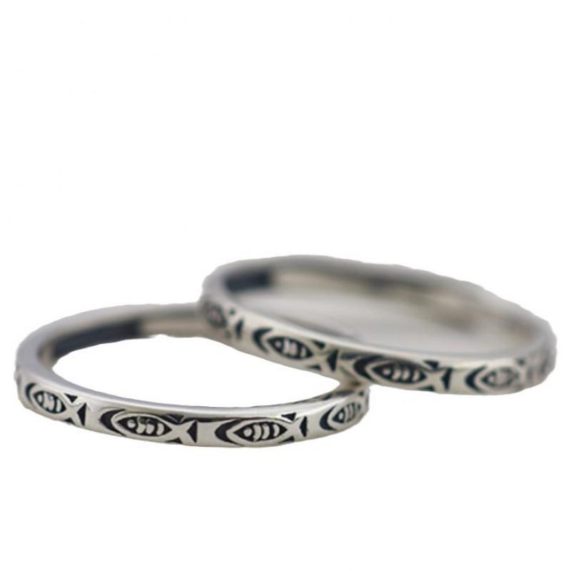 Adjustable Vintage Fish Ring Women Men Copper Plated Retro Animal Style Finger