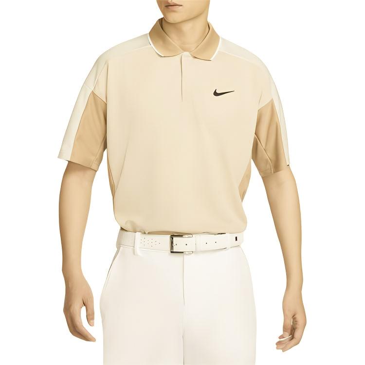 Nike Golf Club Dri-Fit Color Block Quick-Dry Polo Shirt Men Tops Sand-White Light-Bone Linen-Yellow FQ1151-126