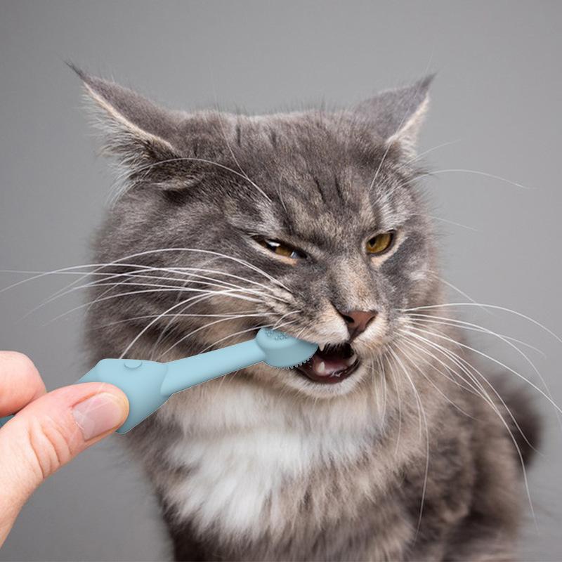 Pet Supplies Pet Toothbrush Cat and Dog Oral Cleaning Toothbrush Anti-tartar Cleaning Wear-resistant and Comfortable No Dead Angle Cleaner