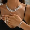 Fashion Shining Jewelry Set Inlay Rhinestone Clavicle Chain Elegant Bracelet  Wedding Engagement