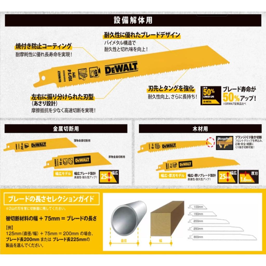 DEWALT Reciprocating Saw Blades 9-Inch 14 TPI Heavy Duty Bi-Metal Metal Cutting Sawzall Blades for Thick Metal Stainless Steel 5-Pack DWAR9114