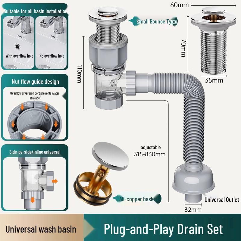 Universal Odor-Proof Bathroom Washbasin Drain Set