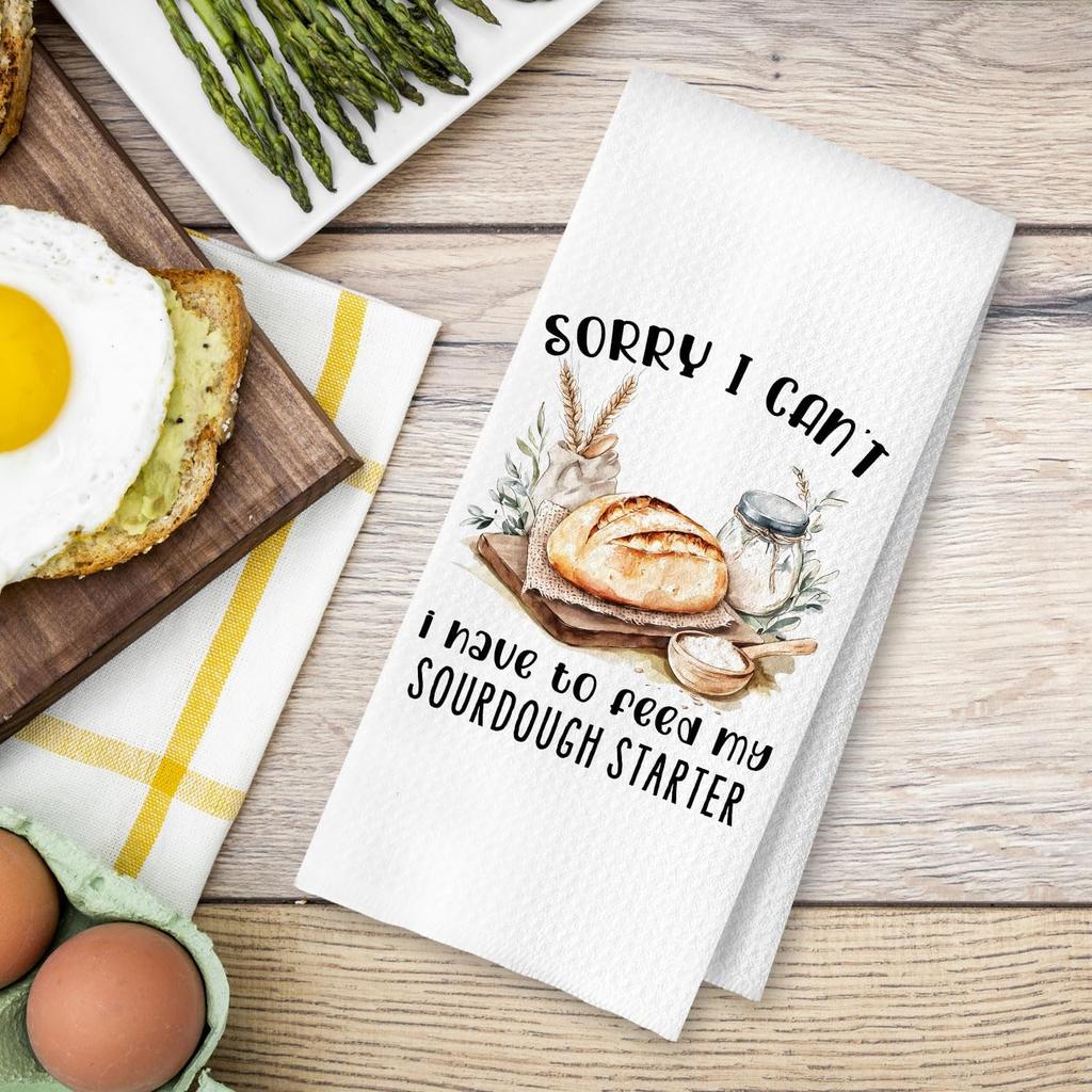Funny Sourdough Baking Kitchen Dish Towels, Sourdough Gifts for Women Bakers, Gifts for Baking Lovers, Tea Towels for Baking, 16x24 Inch