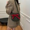 2025 new bag Macaron plush oval cute little crossbody shoulder backpack bow mobile phone bag