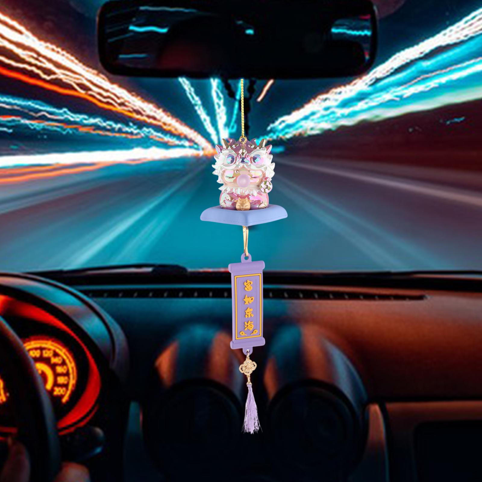 

Подвеска на зеркало заднего вида автомобиля, статуя дракона, подвесное украшение, автомобильный аксессуар с кисточкой для автодомов фиолетовый