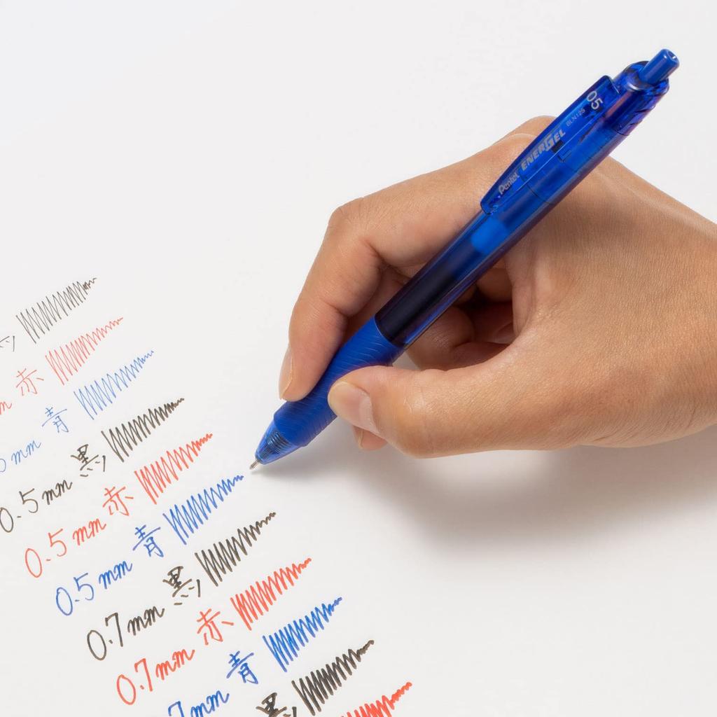 Pentel Gel Ink EnerGel S Ballpoint Blue 10 Pens Pen, 0.5mm, Barrel, BLN125-C,