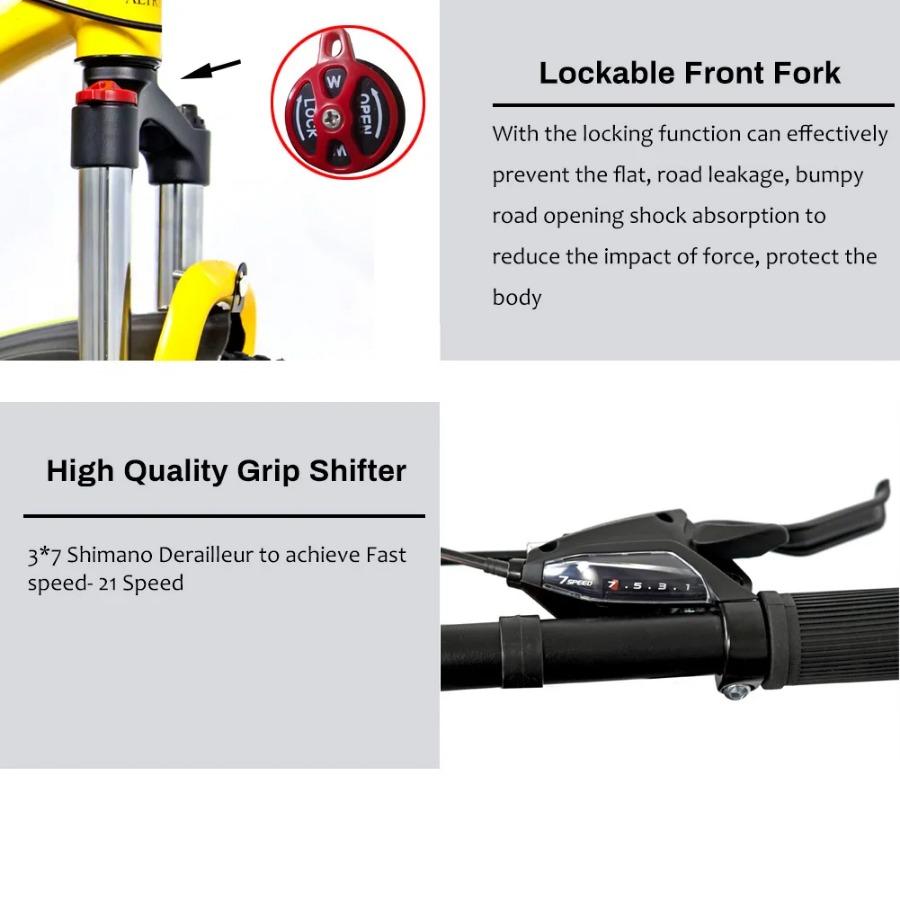 26-Inch Full Suspension Mountain Bike – 21-Speed Shimano Gear MTB with Dual Disc Brakes, Steel Frame Bicycle for Kids & Adults