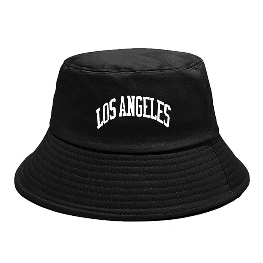 

LOS ANGELES Письменный принт Панама для женщин и мужчин Рыбацкая шляпа хлопок Удобные прочные модные кепки Черный/Белый/Бежевый чёрный