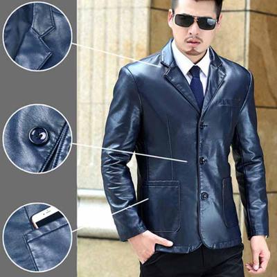 Lederanzug mit lockerem Revers, Lederjacke für Herren, große Leder-Freizeitjacke, Lederanzug