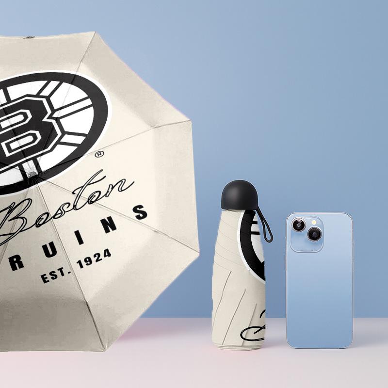 Boston Bruins Printed 5?Fold Mini Umbrella 8?Rib Windproof Compact Umbrella For Women Pocket Carry