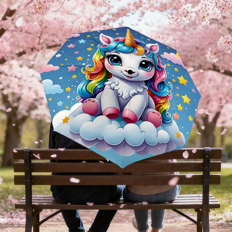1PC Unicorn Cloud Umbrella-8-Rib Reinforced Portable Folding Travel Suitable for All Seasons Outdoor Daily Use Is an Ideal Choice -F389