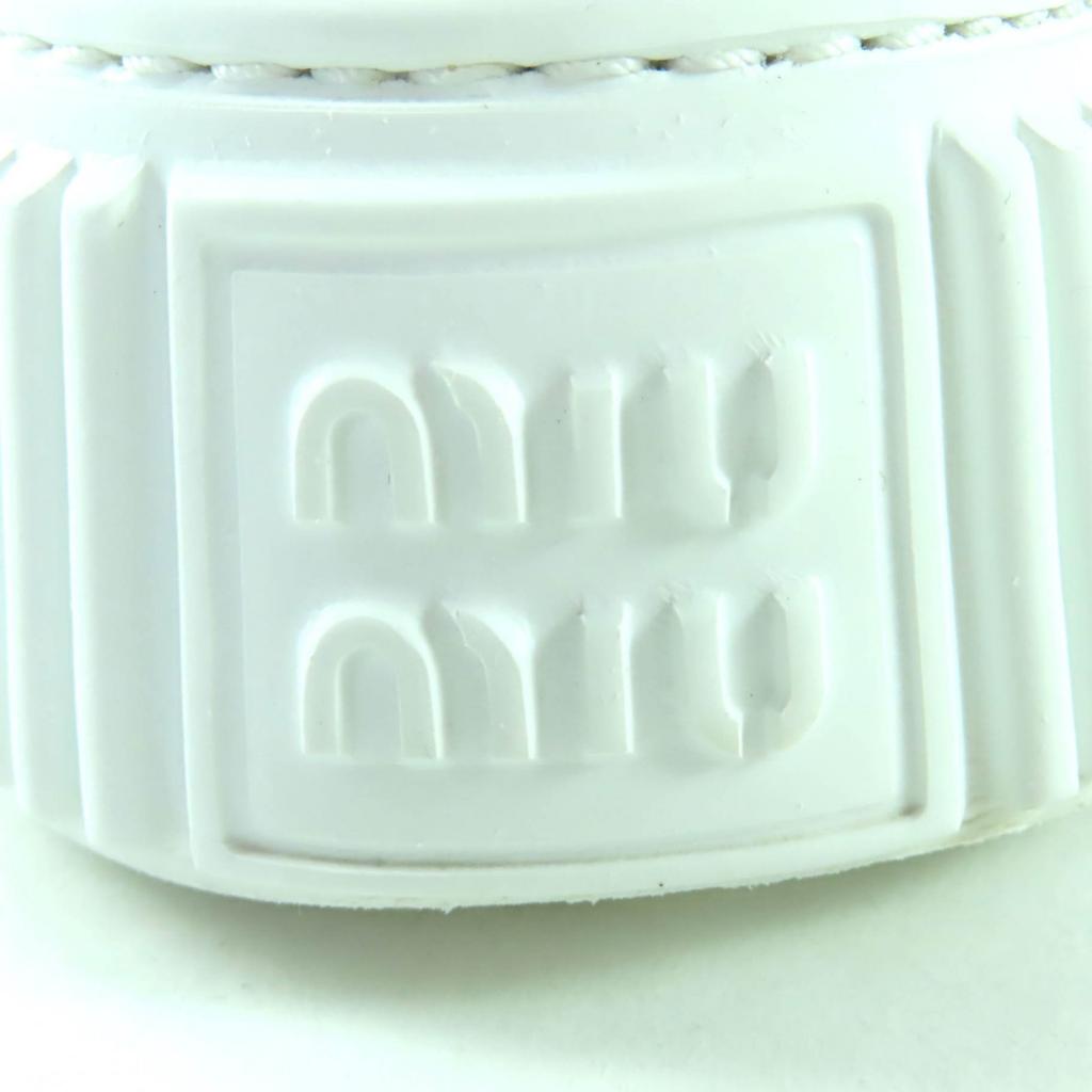 Sehr gut MIUMIU Sneaker Logo Klettverschluss Canvas Elfenbeinfarbenes Canvas Damen 36 5E890D Gebraucht