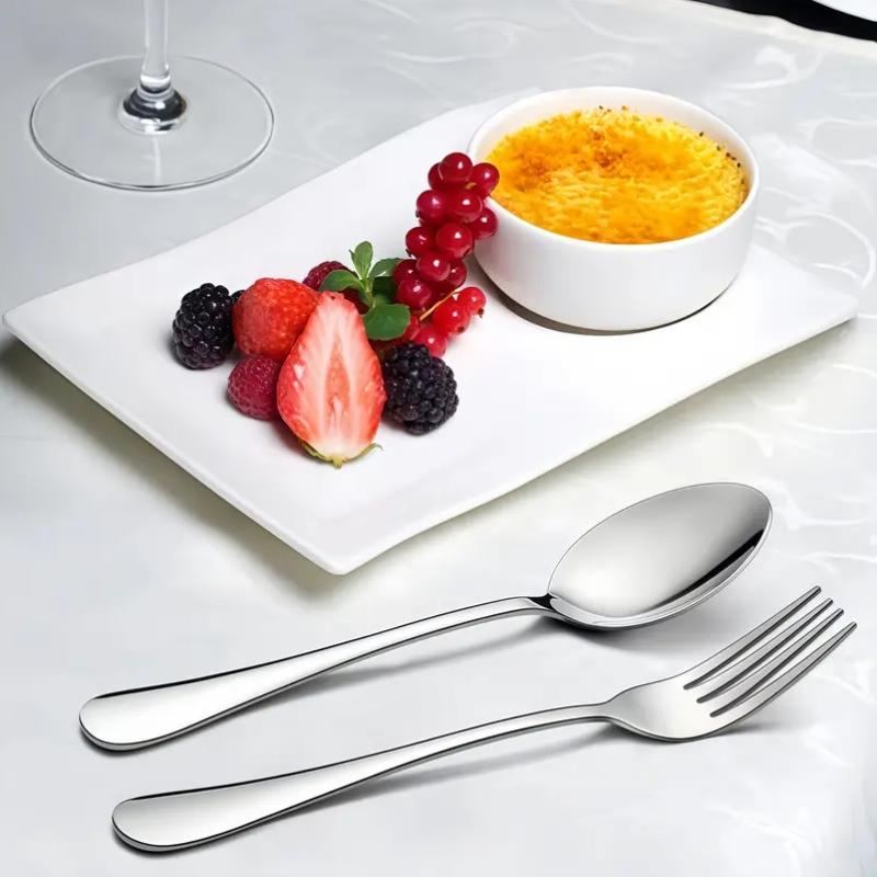 Set 12 Bucăți Linguriță și Furculiță din Oțel Inoxidabil Argintiu Auriu Set Veselă de Bucătărie și Casă Linguriță Grosă Grad Alimentar